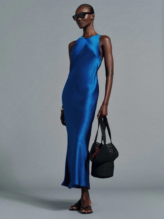 Reformation Dresses & Skirts - NWT Reformation Noe Sea Blue Silk Midi Slip Dress